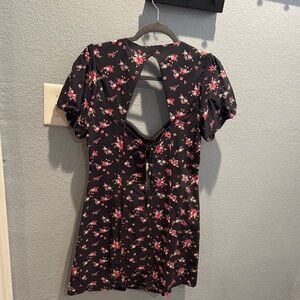 Francesca's Collections Black and Pink Floral Blouse